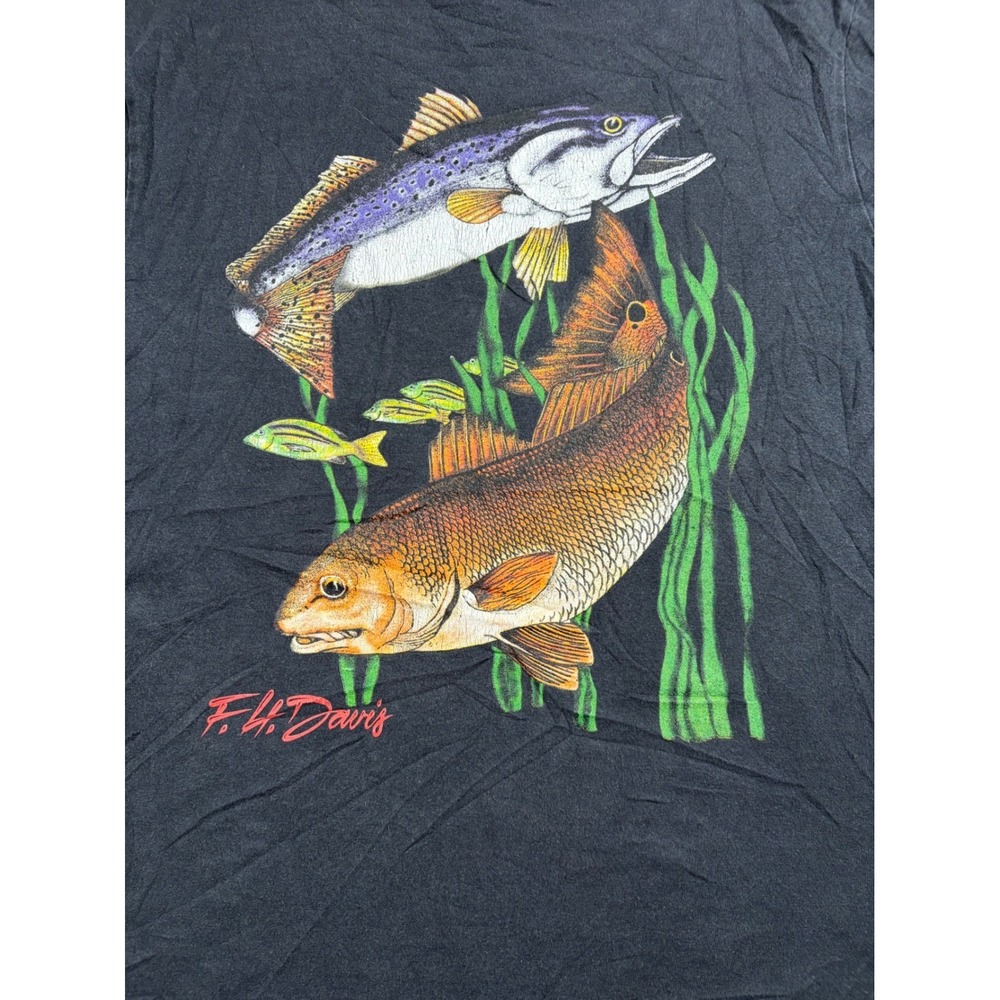 Zinc FH Davis Saltwater Fishing Pocket T-Shirt Mens Medium Black Graphic Fish - Picture 10 of 11